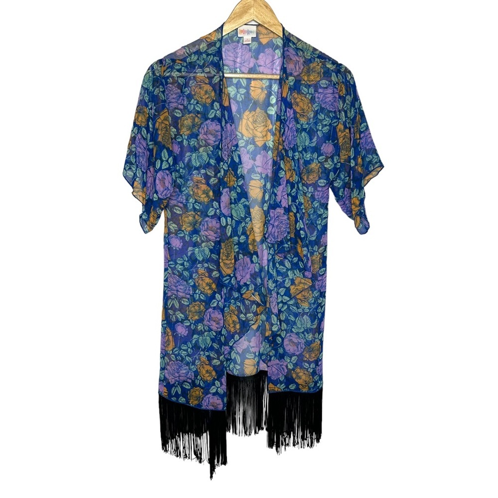 NWOT LuLaRoe Printed Fringe Monroe Kimono small
